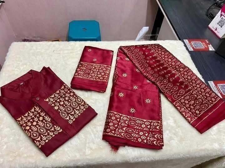 জাপানি সিল্ক শাড়ি নরম ও আরামদায়ক স্কিন প্রিন্টের নিখুঁত কাজ